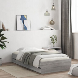 Berkfield Bed Frame With Drawers Without Mattress Grey Sonoma 75X190 Cm Small Single - thumbnail 1
