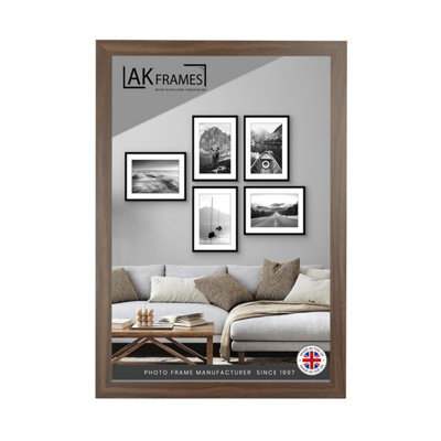 "AK Frames Sleek 16X14"" Walnut Thin Modern Picture Frame - Slim And Design For Posters, Prints And Photos - Elegant Wall Frame Decor" - image 1