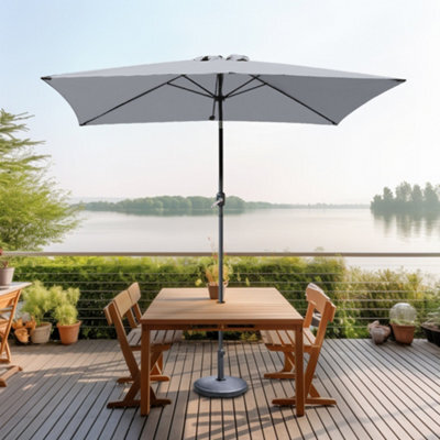 Sundaze 2X3M Grey Garden Parasol Umbrella Sun Shade Canopy With Hand Crank Tilt Function - image 1