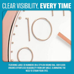 Rose Gold Wall Clock Modern Design Battery Operated With Silent Quartz Movement 12 Inch - thumbnail 3