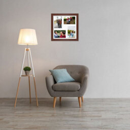 AK Frames 12X12 Rose Wood Modern Multi Photo Frame With White Mount - Holds 4 Apertures (4X) 6X4 Photos - thumbnail 3