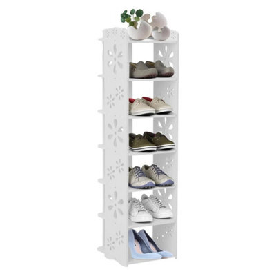 7 Tier Shoe Rack Narrow Small Hollow Shoe Storage Rack Entrance Hallway Carved - image 1