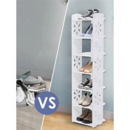 7 Tier Shoe Rack Narrow Small Hollow Shoe Storage Rack Entrance Hallway Carved - thumbnail 3