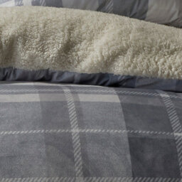Fusion Mulford Check Plush Grey Duvet Cover Set - thumbnail 3