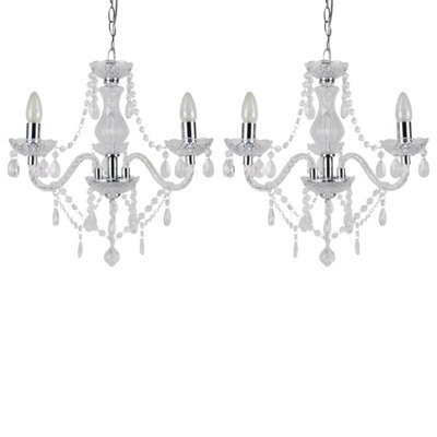 First Choice Lighting Set Of 2 Clear And Chrome Marie Therese Style 3 X 40W Chandelier - image 1