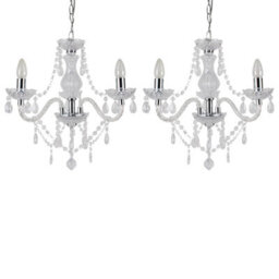 First Choice Lighting Set Of 2 Clear And Chrome Marie Therese Style 3 X 40W Chandelier - thumbnail 1