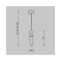 Luminosa Lighting Luminosa Kyoto Modern Slim Pendant Ceiling Light Black 1Xg9 White Shade - thumbnail 2