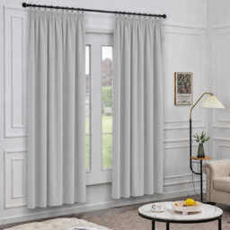 Oxford Homeware Light Grey 230 Gsm Blackout Curtain Thermal Insulated Pencil Pleat For Window Curtain Pair (W)168Cm X (L)137Cm - thumbnail 7