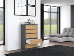 M5 Malwa Chest Of Drawers Anthracite Artisan Oak - thumbnail 4