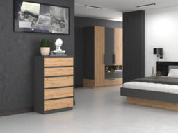M5 Malwa Chest Of Drawers Anthracite Artisan Oak - thumbnail 2