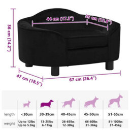 Berkfield Sturdy Dog Sofa Black 67X47X36 Cm Plush - thumbnail 9