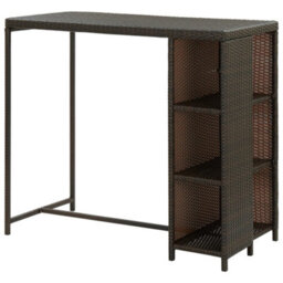 Berkfield Durable Bar Table With Storage Rack Brown 120X60X110 Cm Poly Rattan - thumbnail 4