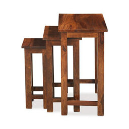 Rest Relax Jaipur Sheesham Chunky Nest Of 3 Tables Brown - thumbnail 2