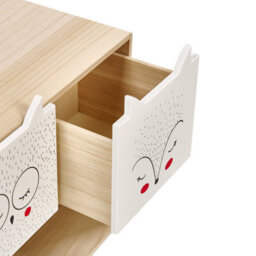 Wyld And Coco Light Brown 2-Drawer Animal Theme Nightstand - Small Bedside Table With Bun Feet - thumbnail 7