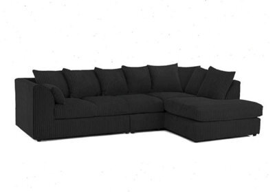 Jumbo Cord Black Extra Large Right Hand Corner Sofa