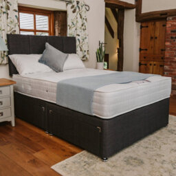 Divan Base Direct Knightsbridge Deluxe 1000 Pocket Sprung Divan Bed Set 3Ft Single 2 Drawers Side - Naples Slate - thumbnail 1
