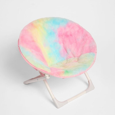 Ohs Kids Tie Dye Folding Moon Chair Round Garden Outdoor Picnic Seat - image 1