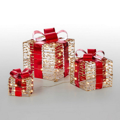 The Christmas Workshop Light-Up Gold & Red Gift Boxes - image 1