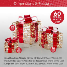 The Christmas Workshop Light-Up Gold & Red Gift Boxes - thumbnail 2