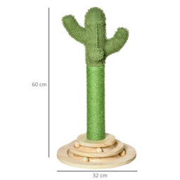 Pawhut Cactus Cat Tree, 60Cm Sisal Scratching Post For Indoor Cats, Green - thumbnail 3