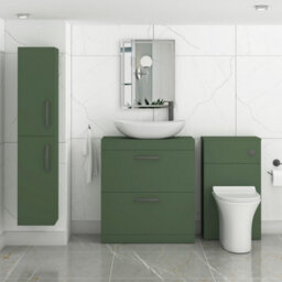 Royal Bathrooms Turin 800mm Freestanding Bathroom Vanity Unit With Sink 2 Drawer Matt Green & Cesar Countertop Basin - thumbnail 3