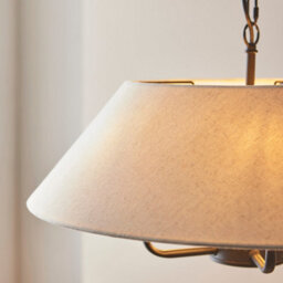 Luminosa Lighting Luminosa Lille Multi Arm Pendant Ceiling Light Matt Black & Natural Faux Linen 5X B22 - thumbnail 5