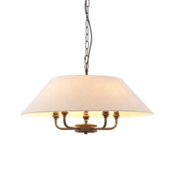 Luminosa Lighting Luminosa Lille Multi Arm Pendant Ceiling Light Matt Black & Natural Faux Linen 5X B22