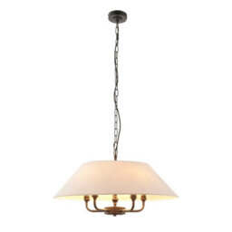 Luminosa Lighting Luminosa Lille Multi Arm Pendant Ceiling Light Matt Black & Natural Faux Linen 5X B22 - thumbnail 6