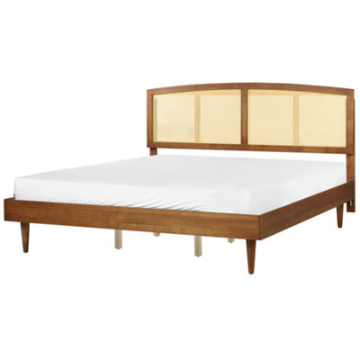 Beliani Bed Rattan Varzy 180 X 200 Cm (Eu Super King) Brown - image 1