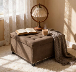 Abrihome Coffee Square Storage Ottoman, Compact Home Decor & Small Space Furniture