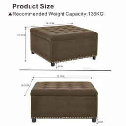 Abrihome Coffee Square Storage Ottoman, Compact Home Decor & Small Space Furniture - thumbnail 4