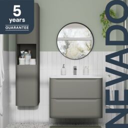 GoodHome Nevado Standard Matt Green Wall-Mounted Bathroom Vanity Unit (H) 600mm (W) 800mm - thumbnail 4