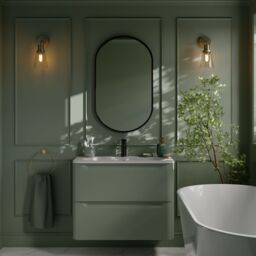 GoodHome Nevado Standard Matt Green Wall-Mounted Bathroom Vanity Unit (H) 600mm (W) 800mm - thumbnail 9