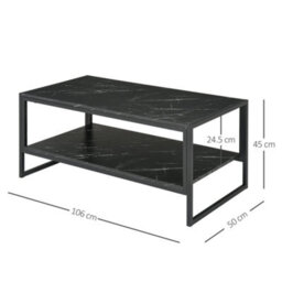 Wyld Haus Minaba 2-Tier Marble-Effect Coffee Table Black - L106 X D50 X H45Cm - thumbnail 3