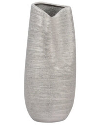Beliani Glam Silver Stoneware Table Vase 32 Cm - Sculptural Water-Free Decorative Vase - thumbnail 1
