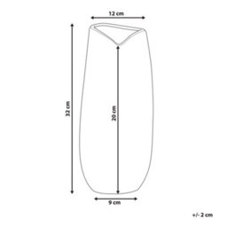 Beliani Glam Silver Stoneware Table Vase 32 Cm - Sculptural Water-Free Decorative Vase - thumbnail 3