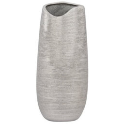 Beliani Glam Silver Stoneware Table Vase 32 Cm - Sculptural Water-Free Decorative Vase - thumbnail 5