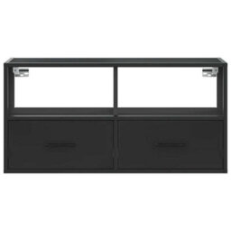 Berkfield Tv Cabinet Black 80X31X39.5 Cm Engineered Wood And Metal - thumbnail 4
