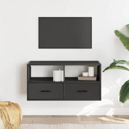 Berkfield Tv Cabinet Black 80X31X39.5 Cm Engineered Wood And Metal - thumbnail 3