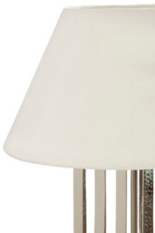 Orsina Brendan Textured Stainless Steel Table Lamp, White Fabric Empire Shade, Hammered Silver Finish Lighting - thumbnail 4