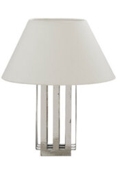 Orsina Brendan Textured Stainless Steel Table Lamp, White Fabric Empire Shade, Hammered Silver Finish Lighting