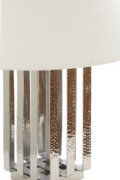 Orsina Brendan Textured Stainless Steel Table Lamp, White Fabric Empire Shade, Hammered Silver Finish Lighting - thumbnail 3