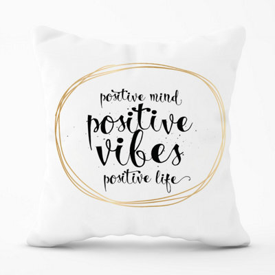 Warren Reed Designer Positive Mind, Vibes, Life Outdoor Cushion 45Cm X 45Cm - image 1
