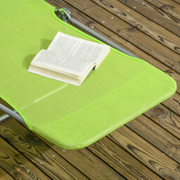 Outsunny 2 Pieces Sun Loungers Foldable Reclining Chair With Headrest Green - thumbnail 8