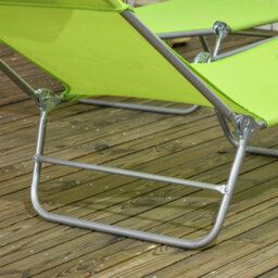 Outsunny 2 Pieces Sun Loungers Foldable Reclining Chair With Headrest Green - thumbnail 9