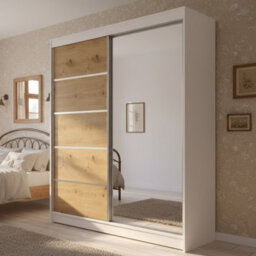 Sliding Door Wardrobe Camino 3 With Mirror White Artisan Oak