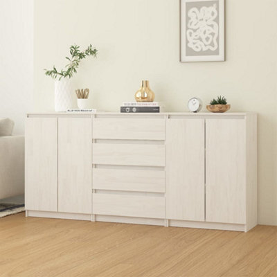 Walplus Side Cabinets 3 Pcs White Solid Pinewood - image 1