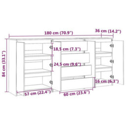 Walplus Side Cabinets 3 Pcs White Solid Pinewood - thumbnail 9