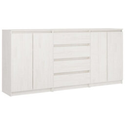 Walplus Side Cabinets 3 Pcs White Solid Pinewood - thumbnail 2