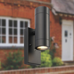 First Choice Lighting Set Of 2 Blaze - Black Outdoor Up Down Photocell Sensor Wall Lights - thumbnail 3